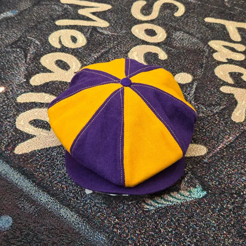[BUNJANG] Vintage Yellow Purple Baker Boy Cap / 빈티지 옐로우 퍼플 빵모자
