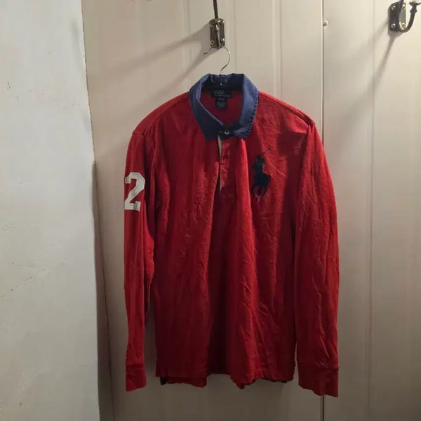 [BUNJANG] Polo Ralph Lauren Big Polo Long Sleeve Collar T-Shirt Red / s 폴로 랄프로렌 빅폴로 긴팔 카라티 레드 2번