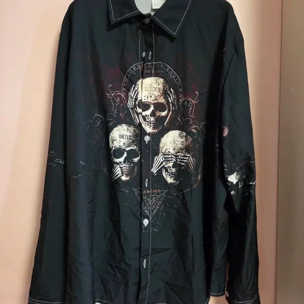 [BUNJANG] Skull Print Shirt / 블랙 해골 프린트 셔츠