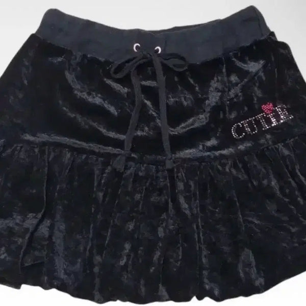 [BUNJANG] Vintage Velvet Mini Skirt / 로걀 갸루 히메갸루 핀터깔 빈티지 벨벳 미니스커트
