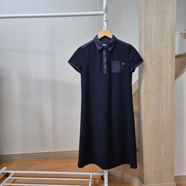 [BUNJANG] Crocodile Navy Polo Collar Midi Dress / 크로커다일 원피스 네이비