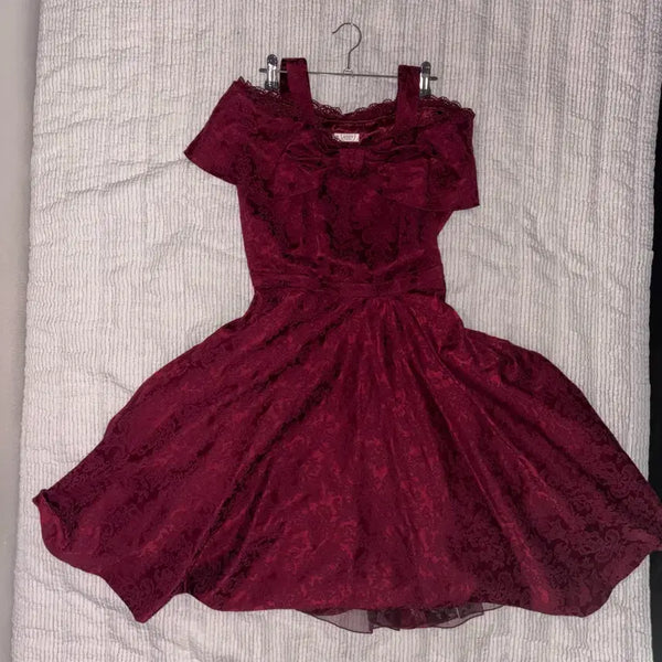 [BUNJANG] Axis Farm Lace Off-Shoulder Ribbon Lace Oriental Dress / 엑시즈팜 레이스 오프숄더 리본 레이스 원피스 오네갸루 오리엔탈 드레스 빈티지 페어리 히메갸루