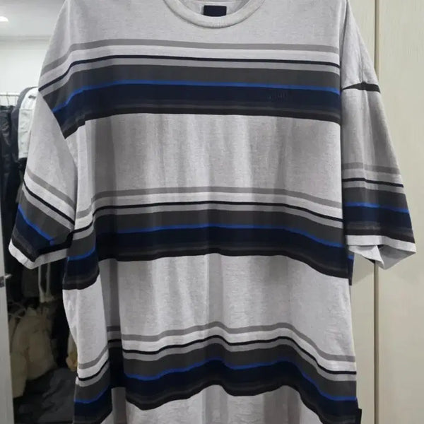 [BUNJANG] JUUN.J 26FW 7 Block Stripe Short Sleeve T-shirt Light Grey / JUUN.J 26FW 7 블록 스트라이프 숏슬리브 라이트 그레이 준지