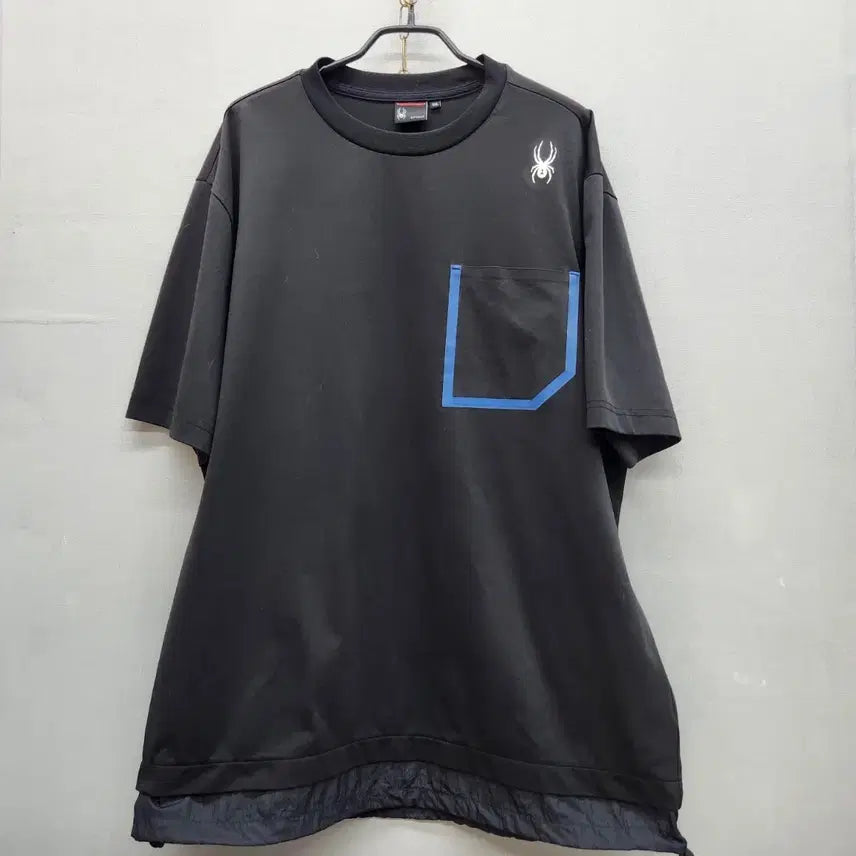 [BUNJANG] Spider Logo One Pocket String Layered Functional Short Sleeve T-Shirt XXL (XL) / 스파이더 로고 원포켓 스트링 레이어드 기능성반팔 XXL(XL)