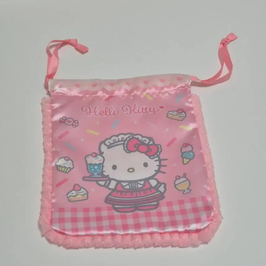 [BUNJANG] Hello Kitty Dessert Maid Drawstring Pouch / 헬로키티 디저트 메이드 복조리 파우치