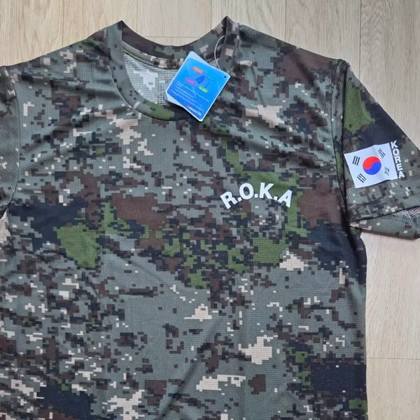 [BUNJANG] Kamizone Kolon Fabric Korean Army Coolon New Digital Short Sleeve T-Shirt Size 100 / 미사용 카미존 코오롱 원단 한국 육군 쿨론 신형 디지털 반팔티 100사이즈 (줄자사진 참고)