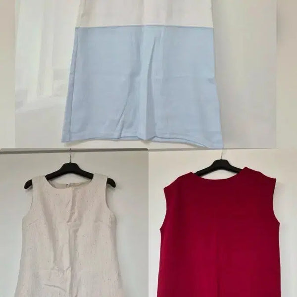 [BUNJANG] Women's Midi Dress Set - 3 Piece Assorted Colors / 여성 원피스 3종 세트 (네이비/화이트/블루, 베이지, 레드)