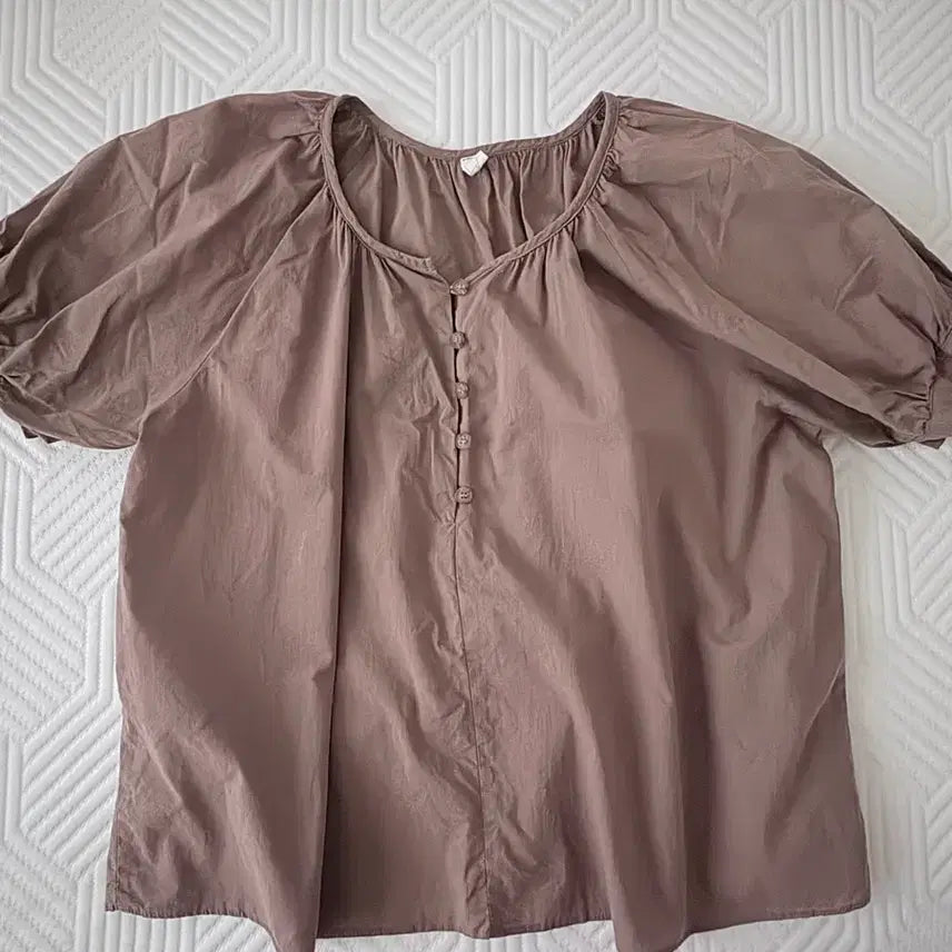 [BUNJANG] Puff Sleeve Blouse - Brown / 퍼프소매 블라우스 브라운