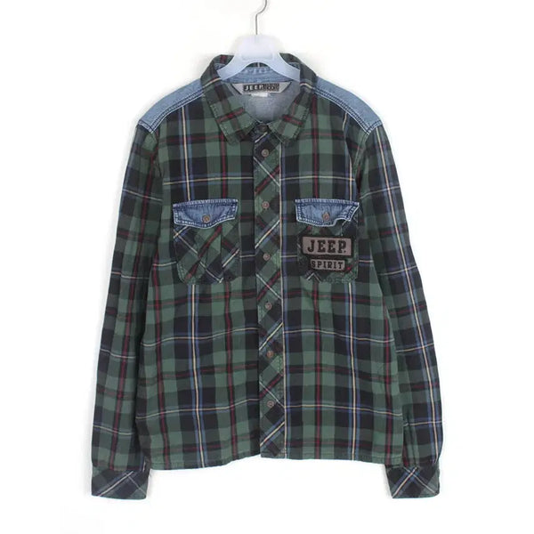 [BUNJANG] Jeep Men's Checkered Shirt (Size M) / 지프 남방 남성M 체크 셔츠 NB7160