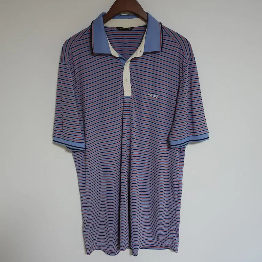 [BUNJANG] Louis Castel Men's Striped Logo Polo T-Shirt / 루이까스텔 남성 반팔 카라티 로고 스트라이프 남자 PK 티셔츠 G305