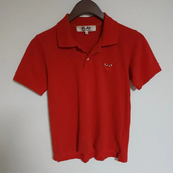 [BUNJANG] Comme des Garçons Play Red Heart Appliqué Women's Short Sleeve Polo T-Shirt (Size 44) / 꼼데가르송 레드 여성 반팔 카라티 하트와펜 여자 PK 티셔츠 G312