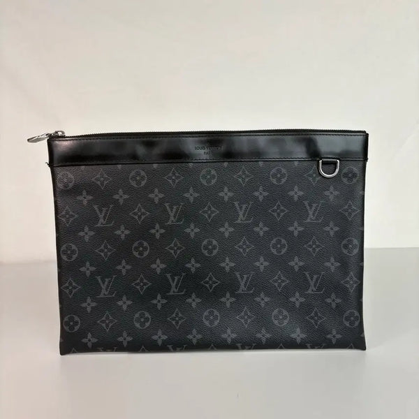 [BUNJANG] Louis Vuitton Monogram Eclipse Pochette Voyage MM Clutch Bag / 정품 루이비통 모노그램 이클립스 포쉐트 보야주 MM 클러치백