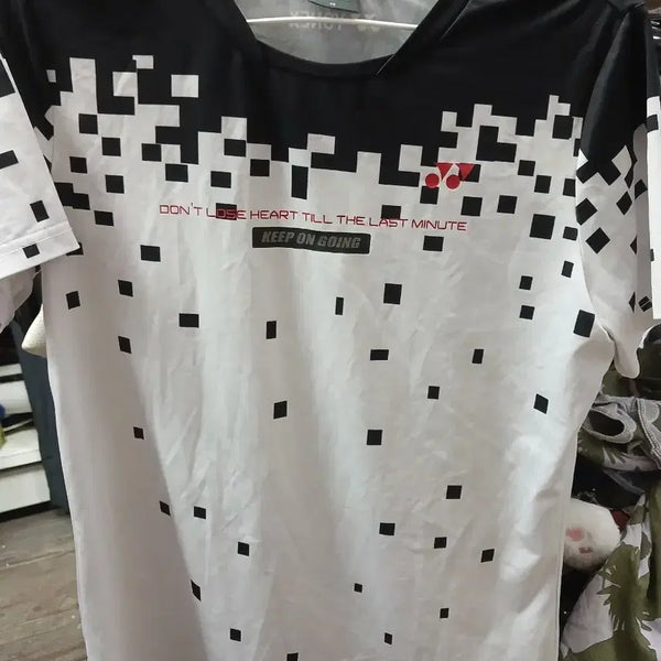 [BUNJANG] Yonex Badminton Short-Sleeve T-Shirt Pixel Design / 요넥스 반팔 티셔츠 블랙 화이트 픽셀 디자인90
