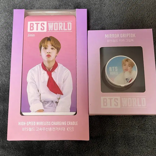 [BUNJANG] BTS Jimin Grip Tok Wireless Charger Bundle Set / BTS 방탄소년단 비월 지민 그립톡, 무선충전기 일괄 포카