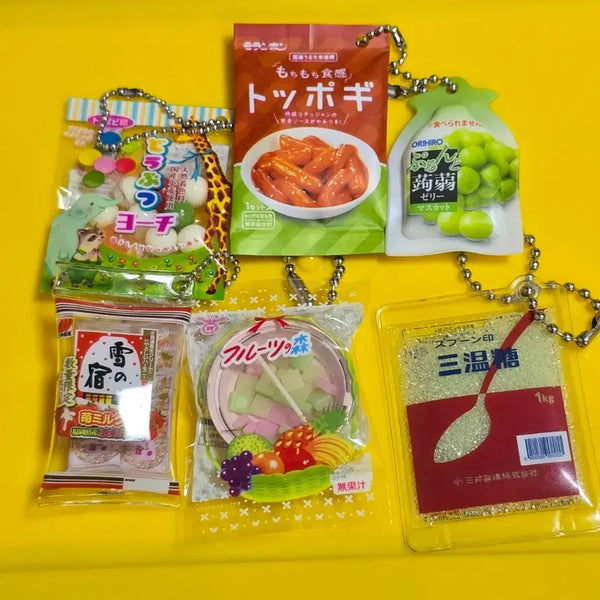 [BUNJANG] Food Gacha Gummy Jelly & Rice Cracker Keychain Bundle Set / 음식가챠 곤약젤리 가챠 설탕 가챠 젤리가챠  쌀과자 딸기 가챠 키링 일괄