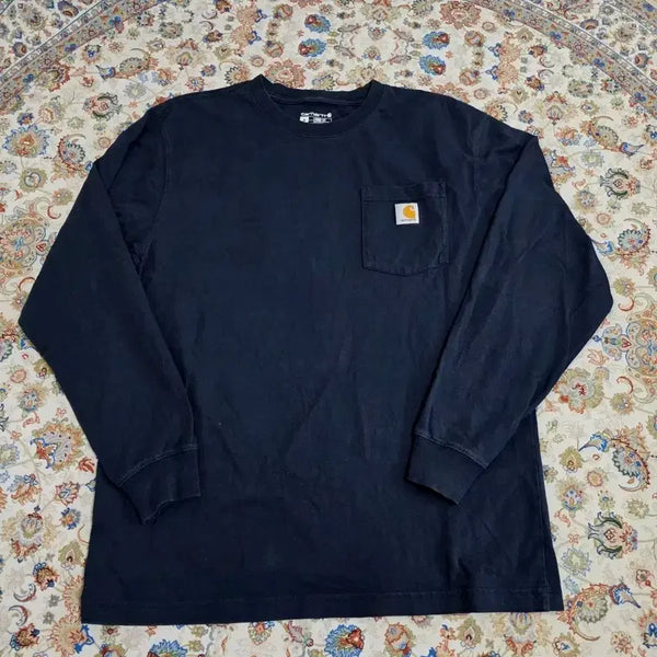 [BUNJANG] Carhartt One Pocket Long Sleeve T-Shirt Navy M / 칼하트 원포켓 루즈핏 긴팔티 롱슬리브 네이비 M