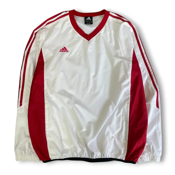 [BUNJANG] Adidas V-Neck Pullover Windbreaker Red / 00s JPN 아디다스 브이넥 레드 바람막이 풀오버 M