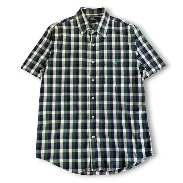 [BUNJANG] Polo Ralph Lauren Custom Fit Green Embroidered Checkered Shirt M / 폴로랄프로렌 커스텀핏 그린 자수 체크셔츠 M