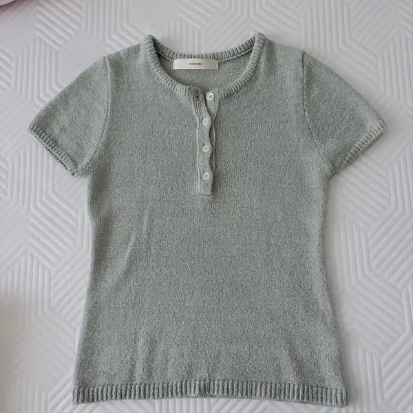 [BUNJANG] Vegetable Short Sleeve Knit / 배지터블 반팔 니트