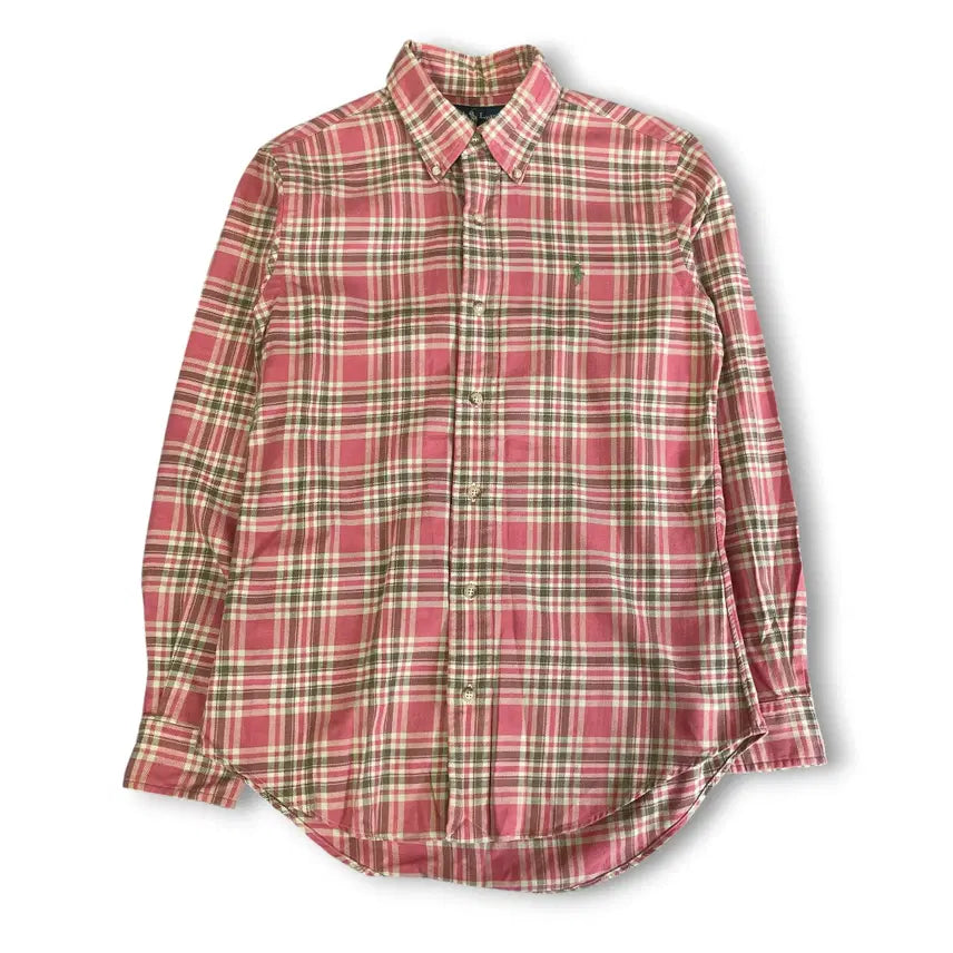 [BUNJANG] Polo Ralph Lauren Custom Fit Pink Green Checkered Shirt / 폴로랄프로렌 커스텀핏 핑크그린 체크셔츠 s