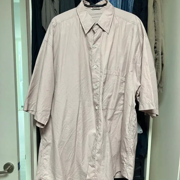 [BUNJANG] Our Lee Washed Pins Short Sleeve Shirt Light Pink / 오라리 워시드 핀스 숏슬리브 셔츠 라이트핑크 5