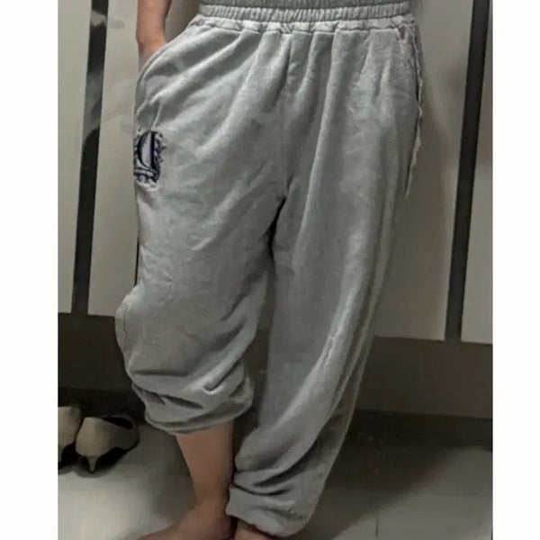 [BUNJANG] Odd Ones Out Grey Lace Embroidered Jogger Pants / 오드원아웃 그레이 조거팬츠