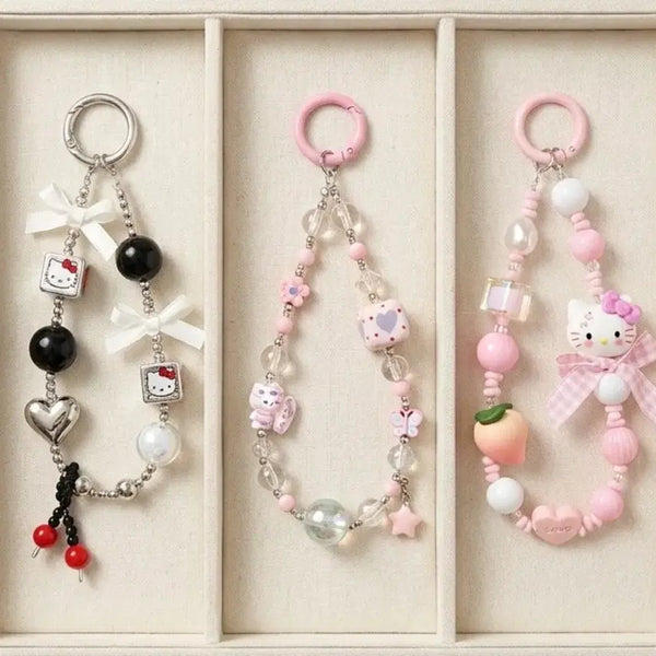 [BUNJANG] Hello Kitty Handmade Beaded Keychain (3 Types) / 새상품 헬로 키티 비즈 키링 3종
