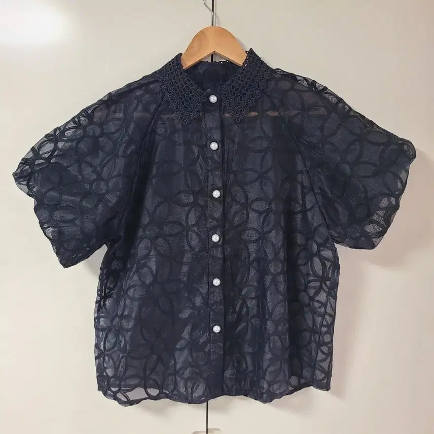[BUNJANG] Punch Lace Balloon Sleeve Blouse / 고급 벌룬소매 펀칭레이스 블라우스 66~66반