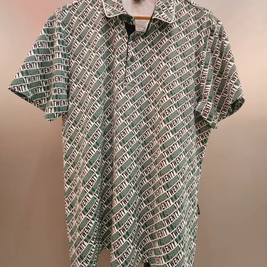 [BUNJANG] JDX Men's Golf Performance Short Sleeve Polo Shirt XL Green Pattern / JDX 남성 골프 기능성 반팔 카라티 105(XL) 그린 패턴