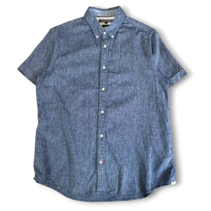[BUNJANG] Tommy Hilfiger Cotton Linen Blend Short Sleeve Shirt - L / 타미힐피거 코튼린넨 혼방 반팔 셔츠 L