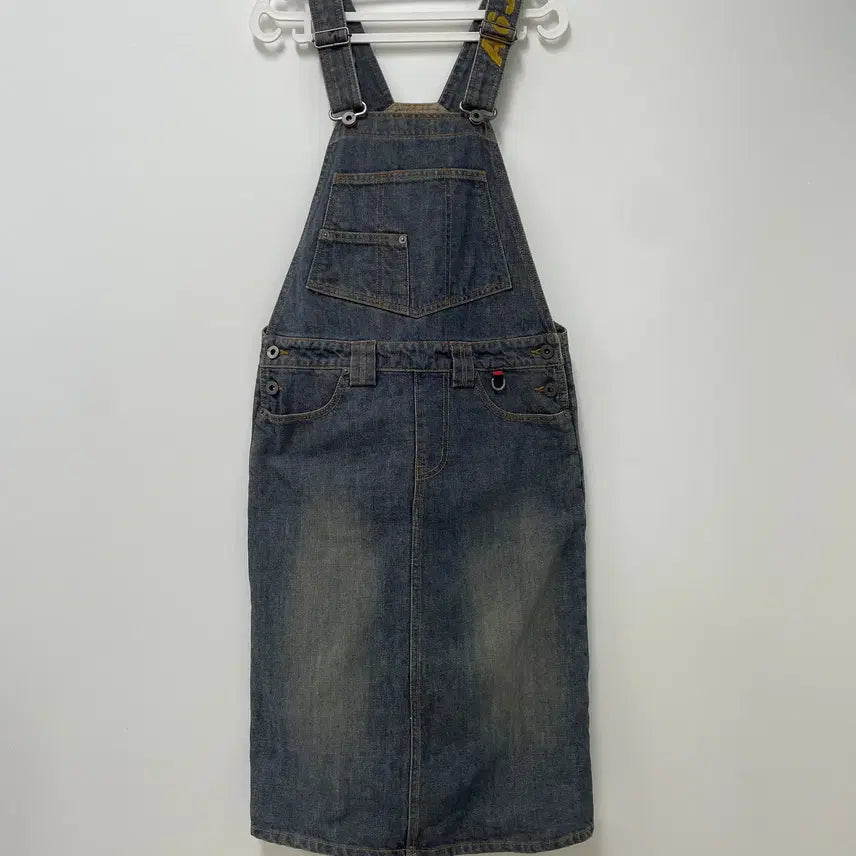 [BUNJANG] Vintage Washed Denim Overalls Dress / A6 빈티지 워싱 데님 멜빵 원피스 55
