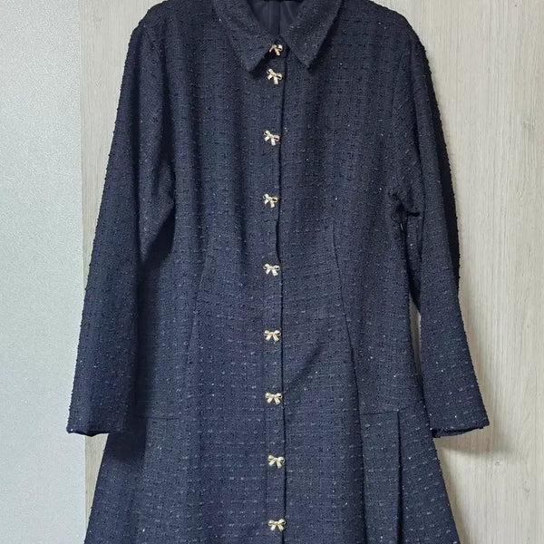 [BUNJANG] Zara Tweed Ribbon Black Dress / [무배] 자라 트위드 리본 블랙 원피스 하객원피스