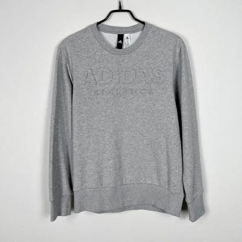 [BUNJANG] Adidas Sweatshirt Grey Crewneck M / 아디다스/입체 로고 맨투맨 긴팔 티 티셔츠 M 95/라덴