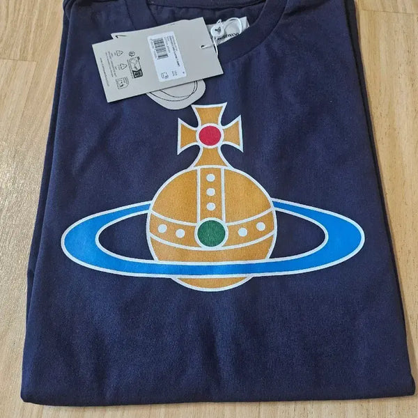 [BUNJANG] Vivienne Westwood ORB Logo Short Sleeve T-Shirt Navy / 비비안웨스트우드 오알비 로고 반팔 티셔츠 네이비