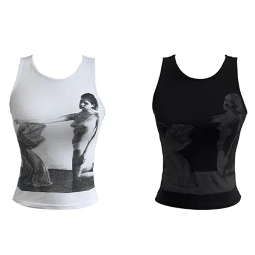 [BUNJANG] Urbanunique Unknown Printing Sleeveless Top / 어반유니크 언노운 프린팅 슬리브리스 나시 에이블리 교신 교환 unknown printing sleeveless