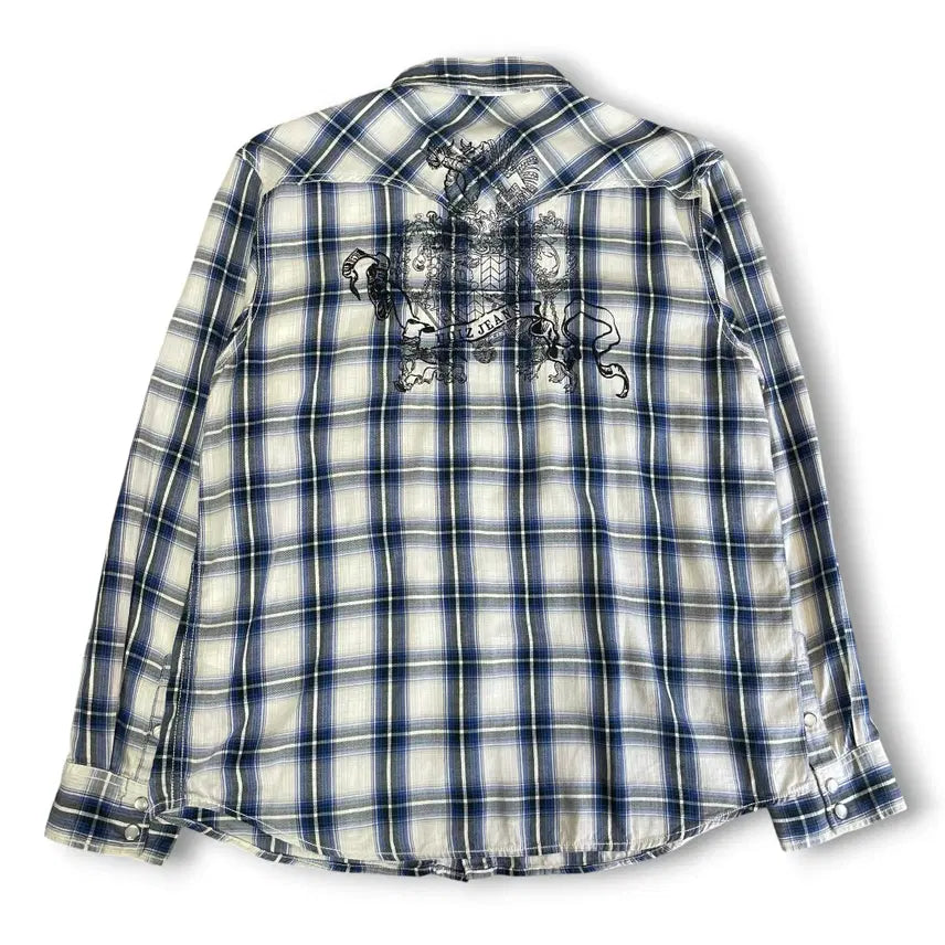 [BUNJANG] U.G.I.Z Blue Flannel Western Checkered Shirt XL / U.G.I.Z 블루 플란넬 웨스턴 체크 셔츠 XL