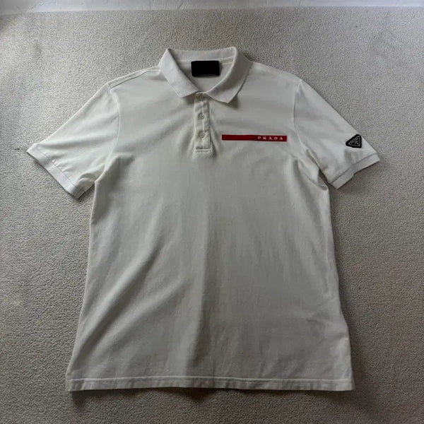 [BUNJANG] Prada Red Tab Triangle Polo T-Shirt / 100 프라다 레드탭 트라이앵글 PK 반팔 티셔츠 #280