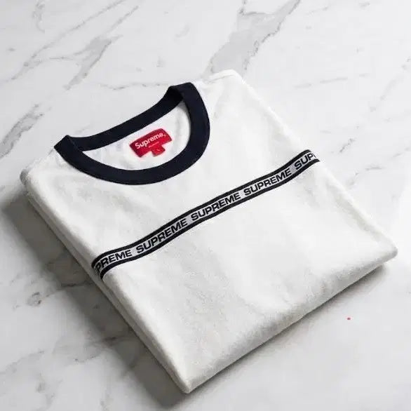 [BUNJANG] Supreme Chest Logo Tape Ringer Long Sleeve T-Shirt / [L / 새상품]슈프림(Supreme) 체스트 로고 테이프 링거 롱슬리브