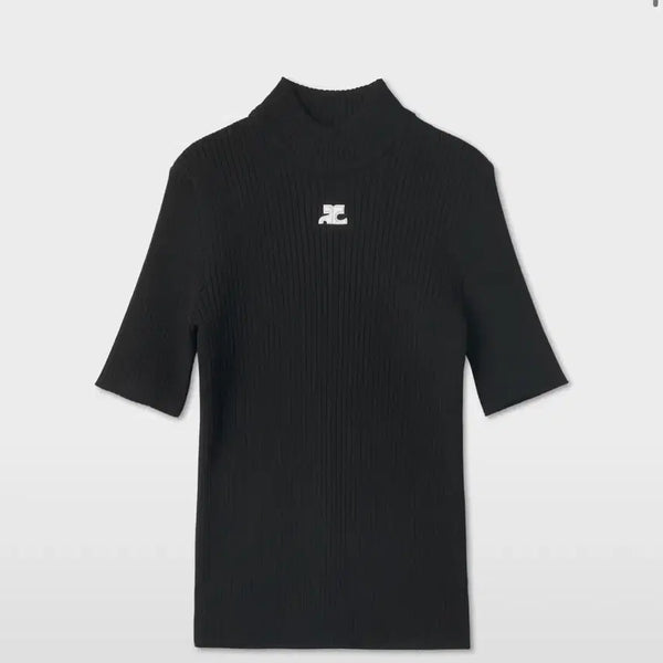 [BUNJANG] Courreges Logo Knit Short Sleeve T-shirt / 꾸레쥬 로고 니트 반팔