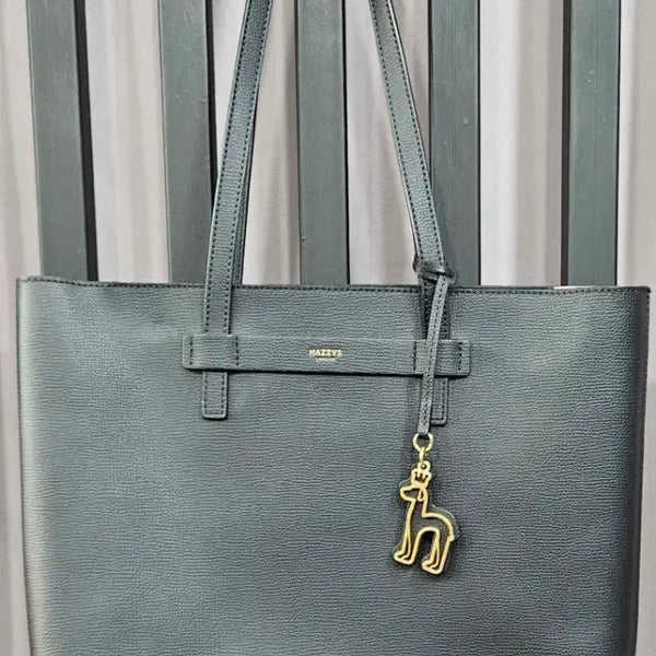 [BUNJANG] Hazzys Daisy Black Cowhide Shopper Tote Bag / 헤지스 데이지 블랙 소가죽 쇼퍼백/토트백