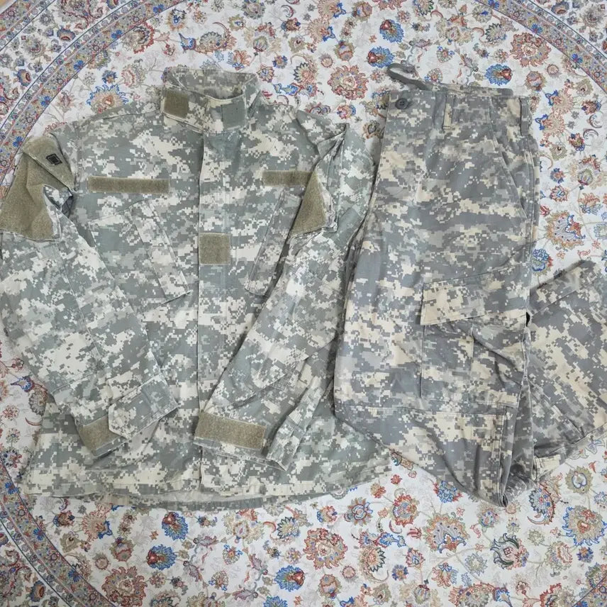 [BUNJANG] US Army ACU Combat Uniform Set - Jacket & Pants (Camouflage, Size S) / 미군 usa 군복 자켓 ACU 전투복 상의 하의 세트 밀리터리 카모 S