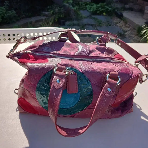 [BUNJANG] Coach Ashley Pieced Patchwork Satchel Shoulder Bag / 코치 패치워크 사첼 숄더백 Coach Ashley Pieced Patchwork Satchel bag