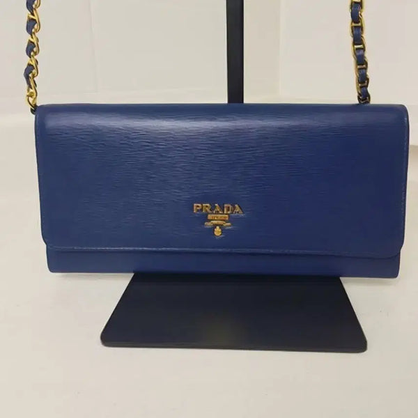 [BUNJANG] Prada Vitello Move Chain Wallet On Chain (WOC) Bluette Leather Bag / 프라다 WOC 체인백