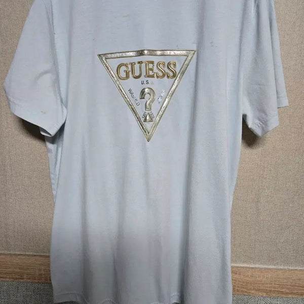 [BUNJANG] Guess Light Blue Logo Short Sleeve T-Shirt / 게스 반팔 티셔츠 라이트 블루