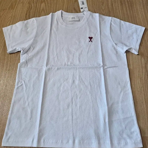 [BUNJANG] AMI Heart Logo Short Sleeve T-Shirt White / 아미 하트 로고 반팔 티셔츠 화이트
