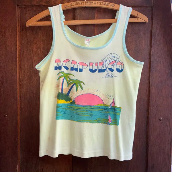 [BUNJANG] 1970s Acapulco Souvenir Graphic Tank Top / 70s Acapulco Souvenir Tank Top