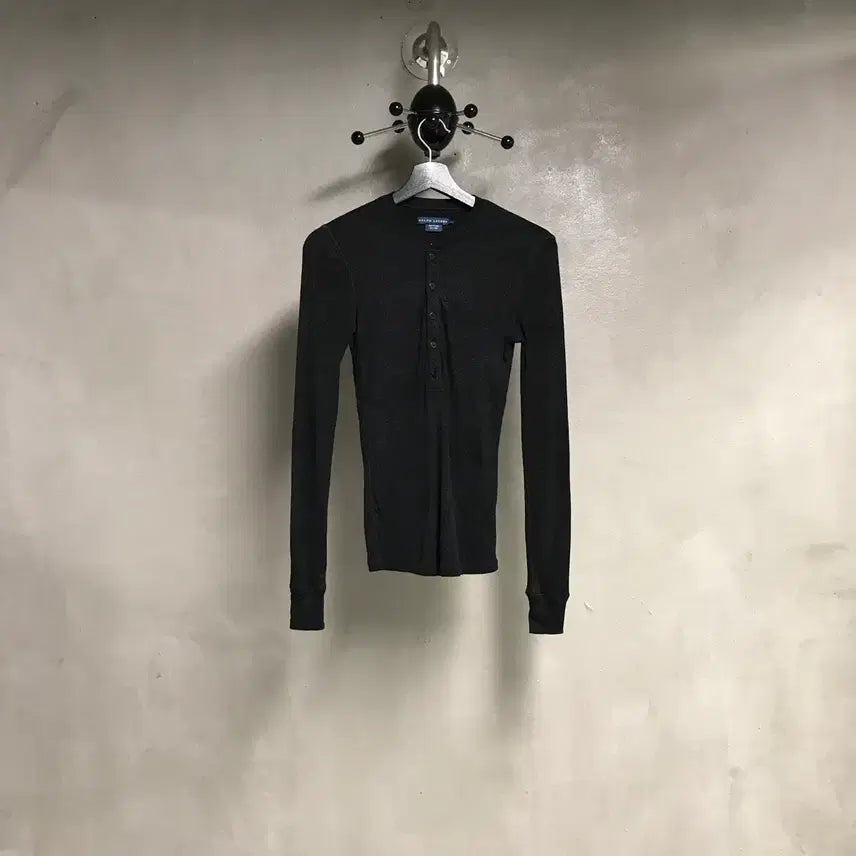 [BUNJANG] Polo Ralph Lauren Henry Neck Wool Long Sleeve T-Shirt Black S / 폴로 랄프로렌 헨리넥 울 긴팔 티셔츠 블랙 S(W)
