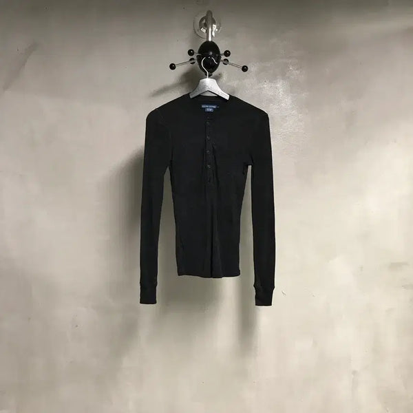 [BUNJANG] Polo Ralph Lauren Henry Neck Wool Long Sleeve T-Shirt Black S / 폴로 랄프로렌 헨리넥 울 긴팔 티셔츠 블랙 S(W)