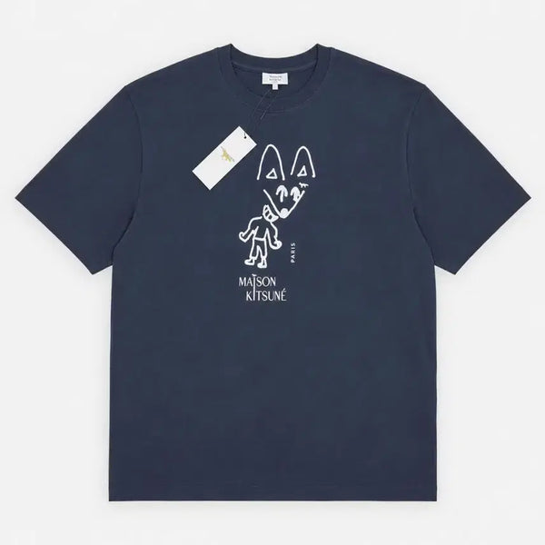 [BUNJANG] Maison Kitsuné Party Fox Short Sleeve T-Shirt Black L / 메종키츠네 파티 폭스 반팔 티셔츠 블랙 L 새상품 택포함