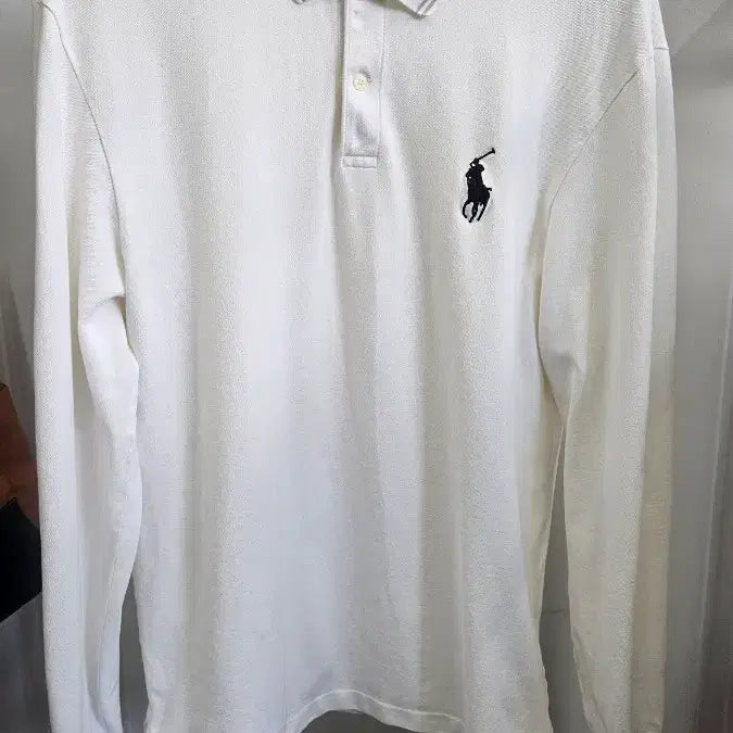 [BUNJANG] Polo Ralph Lauren White Long Sleeve Polo Shirt Size L (110) / 폴로 골프 화이트 긴팔 카라티 L 110사이즈